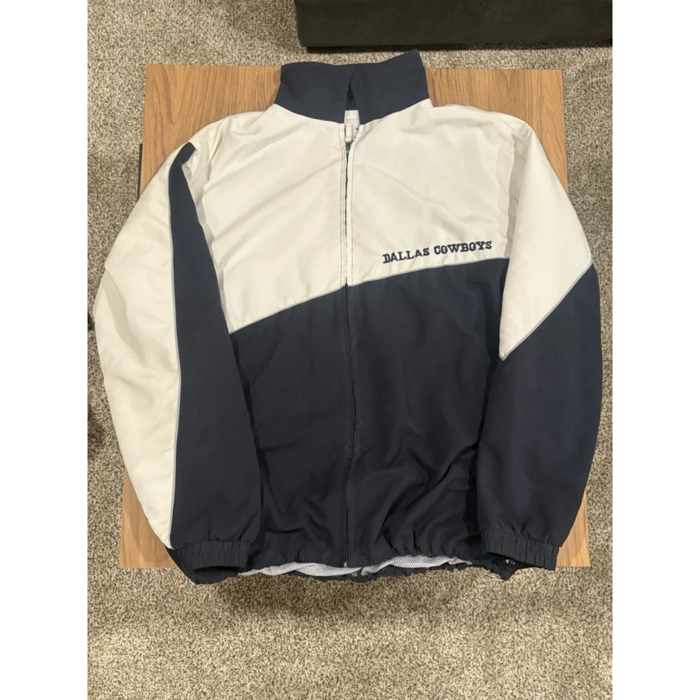 NFL Dallas Cowboys Pullover Windbreaker Jacket Navy And White Men’s 2XL Blue B1 - Picture 1 of 9